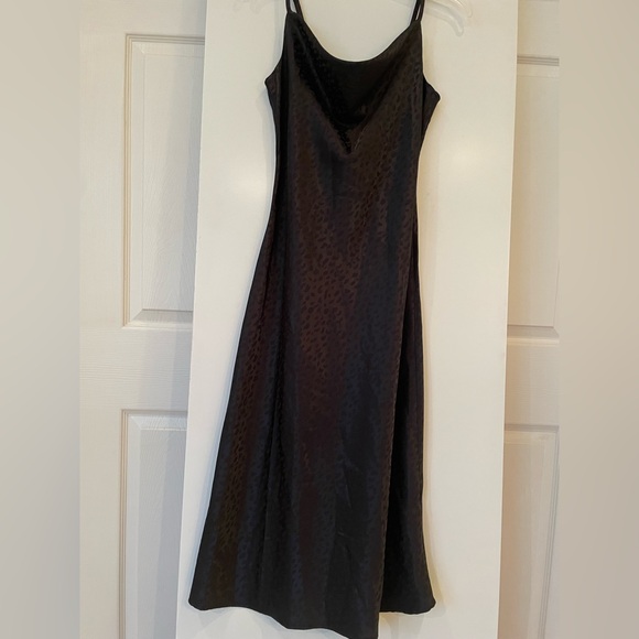 S: Forever21 Satin Cowl Classic Midi Slip Dress Brown/Black Animal Print NWOT - Picture 1 of 7